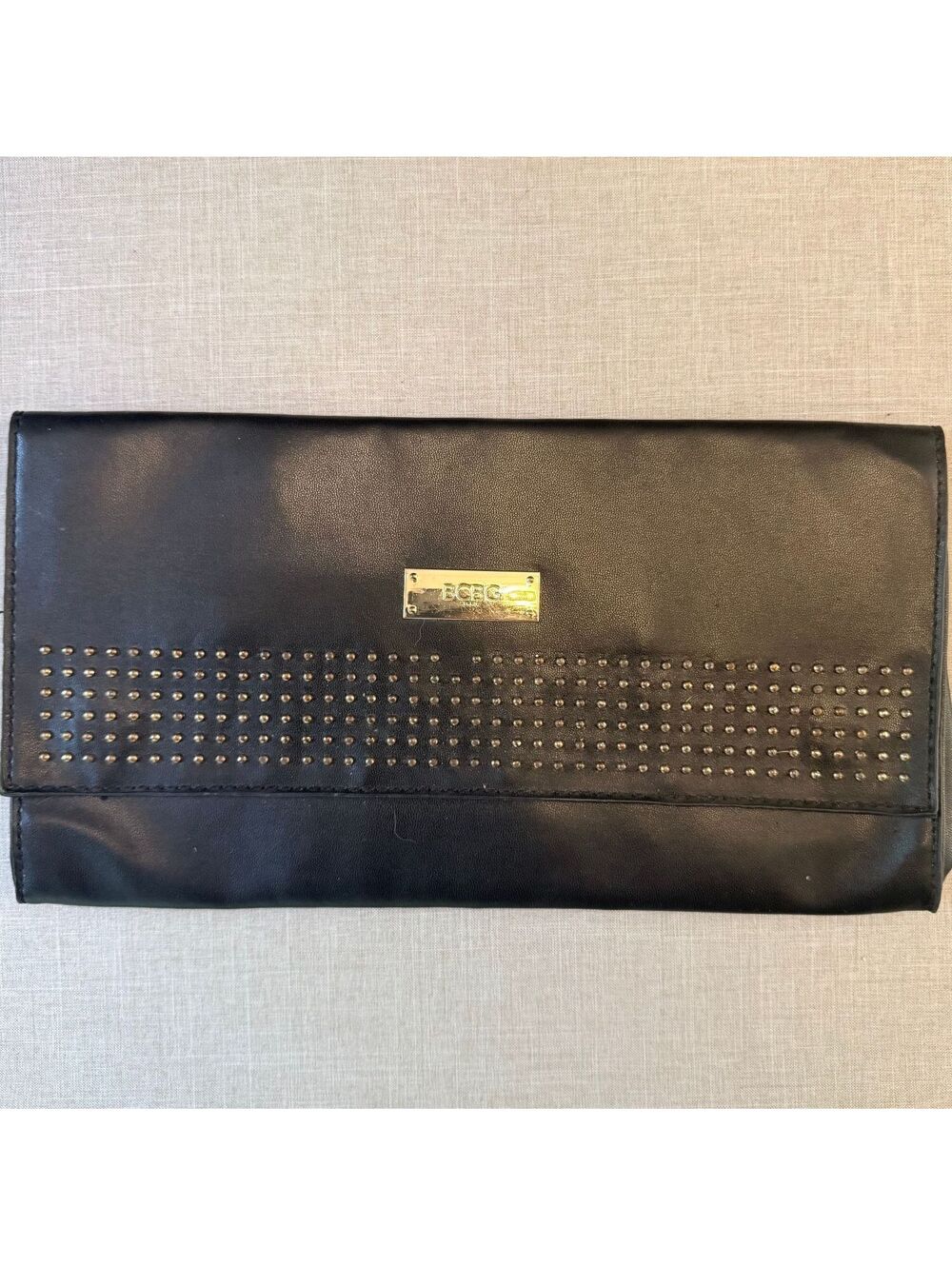 BCBG Paris Black Studded Envelope Clutch Bag Evening Purse